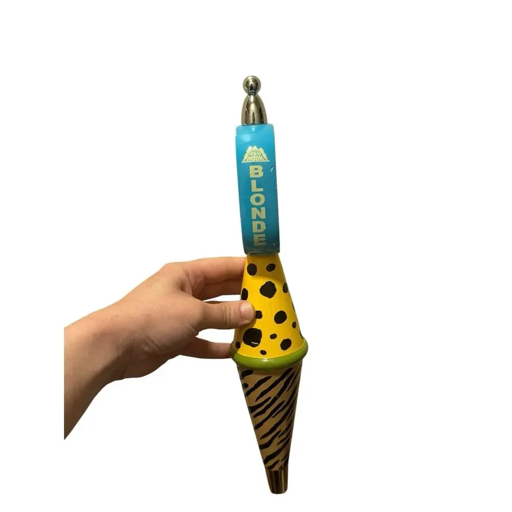 Red Hook Ale Brewery Blonde Wooden Beer Tap Handle 13” Striped Leopard Vintage